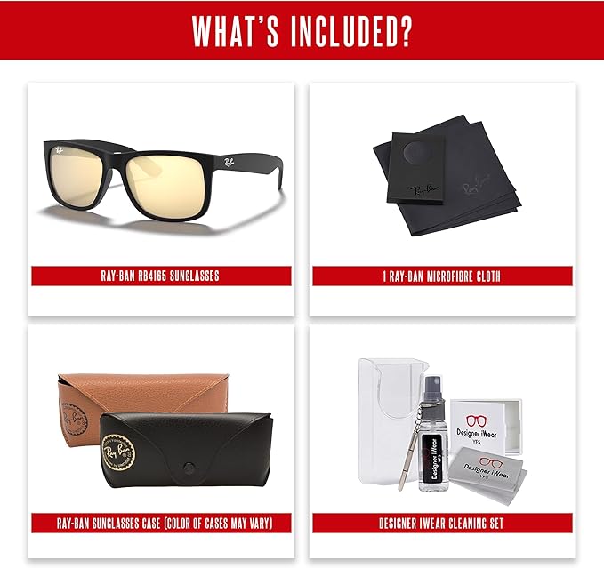 Ray-Ban RB4165 JUSTIN Sunglasses For Men For Women+BUNDLE with ACCESSORY EYEWEAR KIT
