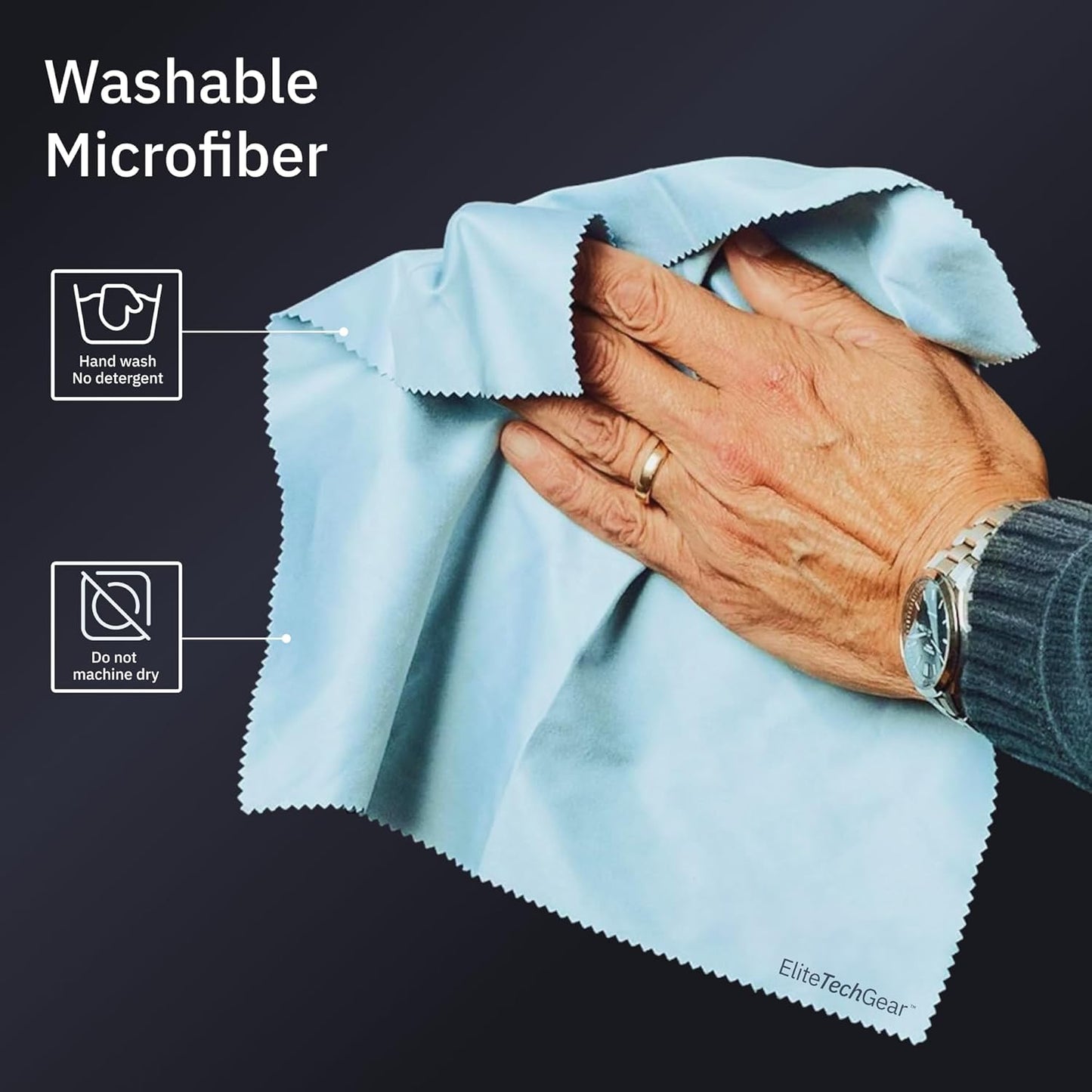 Elite Screens Microfiber Cleaning Cloth for Glasses - 12 x 12 in, Blue, 8-Pack - Lens & Screen Cleaning Cloth for Eyeglasses, Sunglasses & Electronics