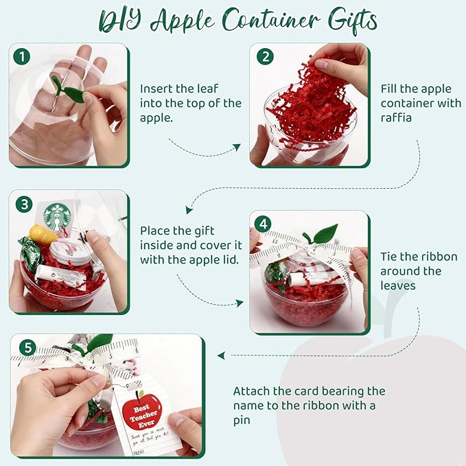dZbGift Teacher appreciation gifts in bulk,Teacher gifts card holder-6pcs plastic apple containers,back to school,first day of school,teacher birthday gifts