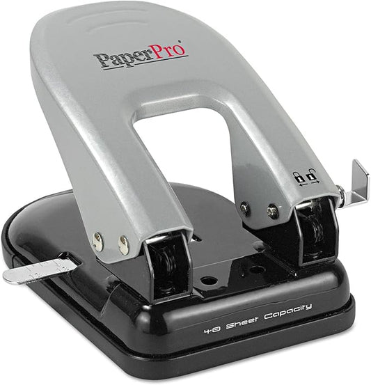Paperpro-Bostitch 2340 Indulge 2-Hole Punch, 40-Sheet Capacity, Black/Silver