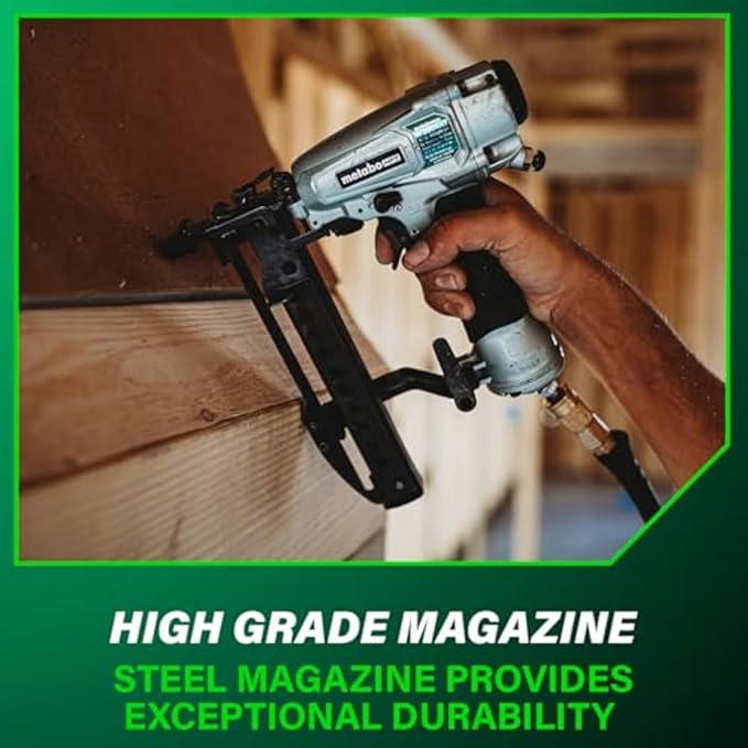 Metabo HPT PRO Finish Stapler, Pro-preferred Pneumatic Power Nailers, Finish Tool for Carpentry & Industrial Uses, All-Metal Key Component, 18 Gauge, 1/4" Crown Staples, Length 1/2" to 1-1/2", N3804A5