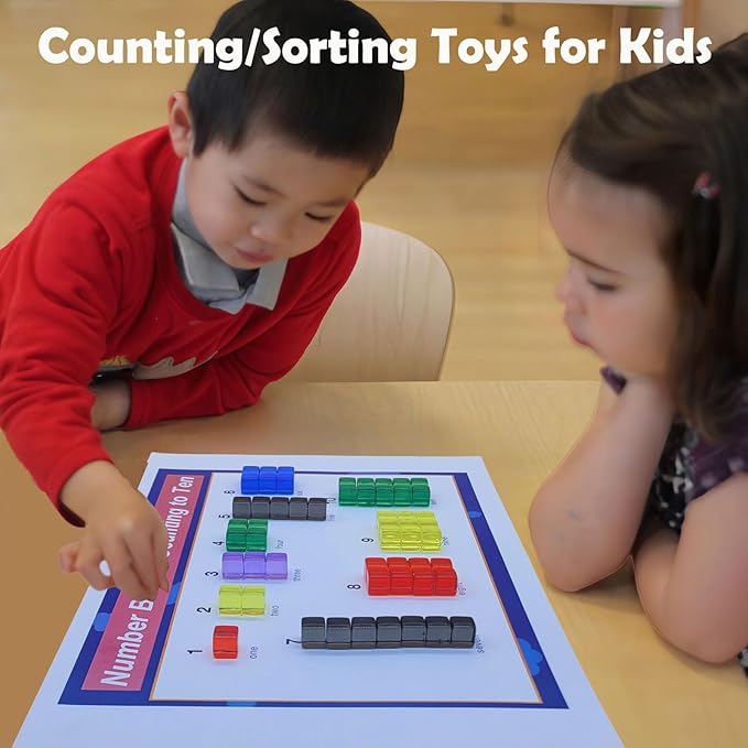 240 Pieces Centimeter Cubes, Counting/Sorting Toy,Plastic Math Cubes,Early Development Activity Games with Portable Box(Translucent,6 Colors)