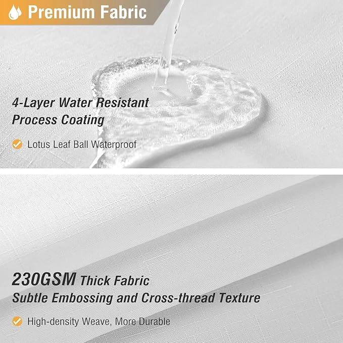 BTTN Fabric Shower Curtain, Linen Textured Heavy Duty Polyester Cloth Shower Curtain Set with Plastic Hooks, White, 60" W x 84" L (Pack of 1)