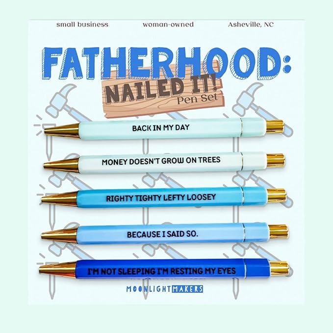Moonlight Makers Funny Office Supplies Gift Set - Fatherhood Pen Set, Today's Garbage Notepad, Spare Change Zipper Pouch - Cute Stationery Sets for Women, Funny Gifts for Friends and Coworkers