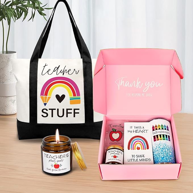 Teacher Appreciation Gifts with 20 OZ Wine Tumbler,Unique Birthday Gift Set,Thank You Teacher Gifts for Women Men,Christmas Teachers Gift for Women
