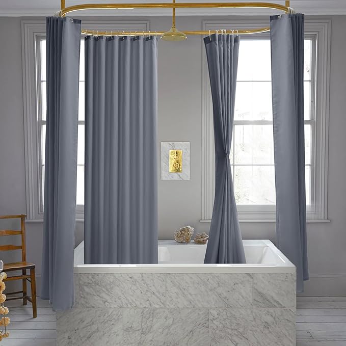 Nasitos Fabric Grey Shower Curtain Liners 4 Pack - W72 x H72 - Washable & Water Resistant Cloth Shower Liner for Bathtub, Soft Hotel Quality, Standard Size (Include 8 Separate Magnets)