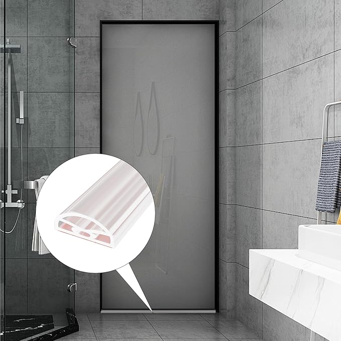118” Transparent Shower Threshold Water Dam Stopper for Dry and Wet Separation,Self Adhesive Collapsible Walk in Shower Splash Guard Seal Strip,Silicone Sink Edge Water Barrrier for Bathroom,Kitchen