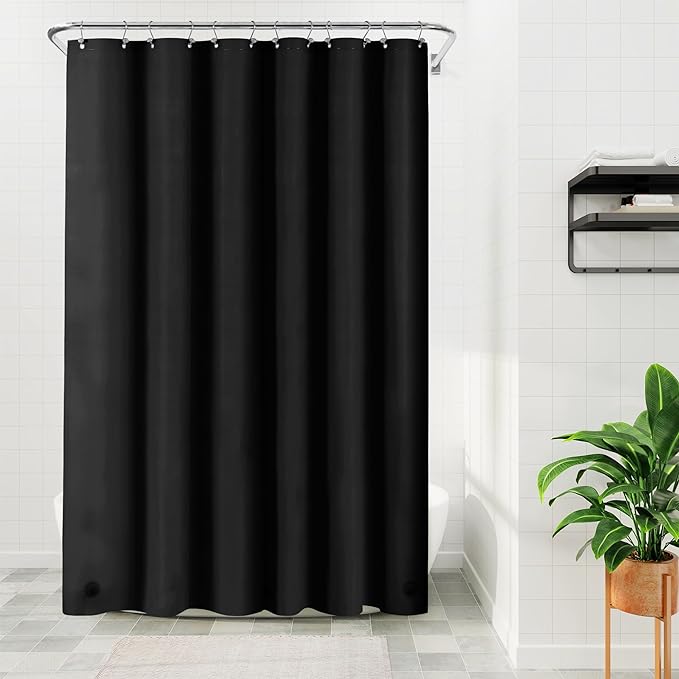Barossa Design Black Long Shower Curtain Liner 78" Height - 3 Magnets & Waterproof Lightweight PEVA Shower Liner for Bath Tub, PVC Free, Metal Grommets, Black, 72x78