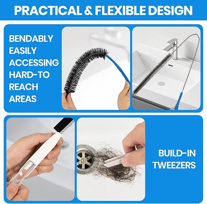Dryer Lint Trap Cleaning Brush Set, Dryer Vent Cleaner Kit with Refrigerator Condenser Coil Brush, 2 Gap Brushes and 2 Pliers for Home