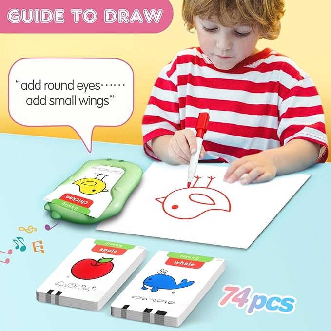 Reusable Writing & Drawing Talking Flash Cards for Toddlers168 Phonics Learning Cards with 8 Color Pens, Montessori Sensory Toys for Autism, Speech Therapy Preschool Education for Kids.