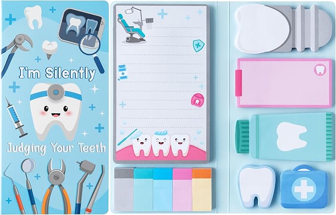 B1ykin Cute Sticky Notes Set - I’m Silently Judging Your Teeth Self-Stick Notes Pad, 550 Sheets Writing Memo Pages Sticky Notepad for Teacher Appreciation Gift, School Office Party Supplies (Dentist)