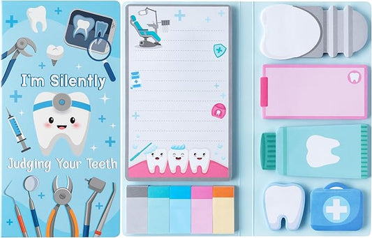 B1ykin Cute Sticky Notes Set - I’m Silently Judging Your Teeth Self-Stick Notes Pad, 550 Sheets Writing Memo Pages Sticky Notepad for Teacher Appreciation Gift, School Office Party Supplies (Dentist)
