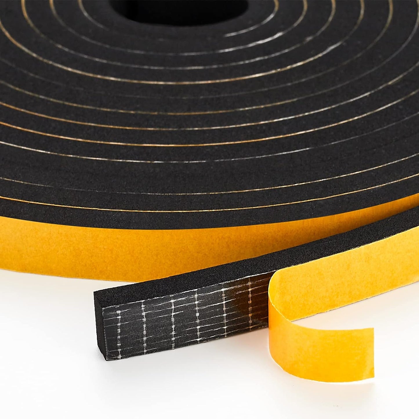 50 Feet Weather Stripping Door Seal, 1/2" Wide X 1/8" Thick Door Seal Strip High Density Foam Tape Adhesive Strip for Door Soundproofing,Window Insulation (1/2" x 1/8" x 50FT,Black)