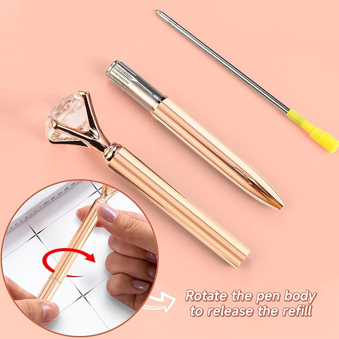 Cute Pens for Women, 6 Pcs Rose Gold Pens Metal Ballpoint Pen Bulk, 1.0mm Medium Point Black Ink, Office and School Supplies Cool Fun Pen Gifts for Women Teacher Nurse (Rose Gold)