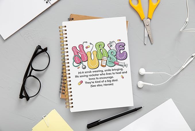 Ecezatik Nurse Appreciation Gifts Notebook, Groovy Nurse Journal, Nursing Medical Graduation Gifts, Nursing Aesthetic Spiral Notebook 5.5x8.3 Inch