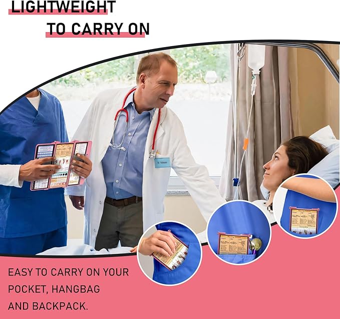 Nursing Clipboard Foldable, Foldable Clipboard w/Nursing Edition Cheat Charts,3 Layers Aluminum, Nurse Clip Board w/Low Profile Clip&Pen Clip Pocket for Students, Nurses and Doctors, Rose