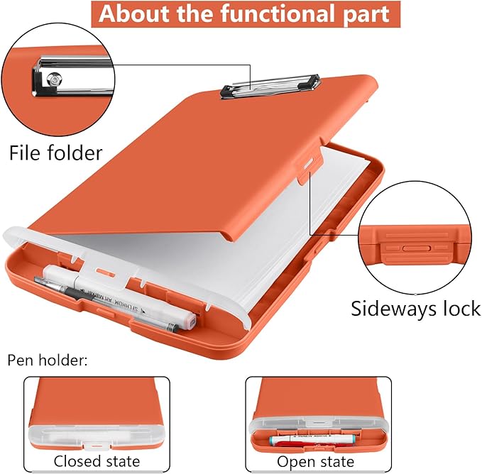 SFLHHDM Plastic Clipboard with Storage, High Capacity Clip Boards 8.5x11 with Storage, Heavy Duty Nursing Clipboards Folder, Cute Clipboard, Letter A4 Size Clipboards with Storage for Teachers, Nurse