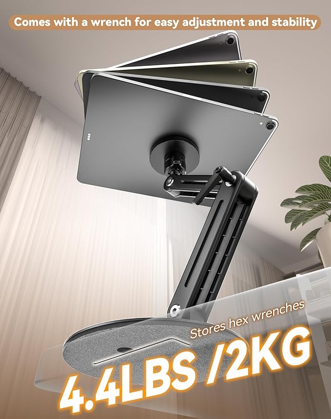 Jakeko Magnetic Portable Monitor Stand 15.6" - up to 16" 18.5" 22 inch Tablet Holder for iPad VESA Mount 75mm for Desk Adjustable Foldable 360° Swivel