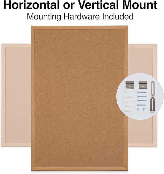 Staples Standard Durable Cork Bulletin Board, Oak Frame, 3-ft W x 2-ft H, 2/Pack