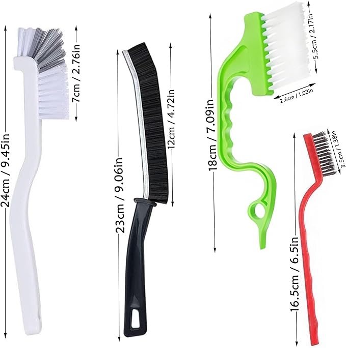 9-Piece Window Track Hard Bristle Gap Cleaning Brush Set, Multi-Purpose Household Cleaning Tool for Cleaning Kitchen, Cups, Bathroom, Window Tracks, Corners and Small Spaces