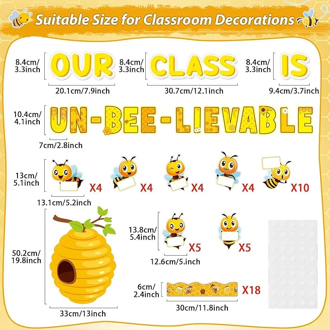 gisgfim Bee Bulletin Board Decoration Set Spring Summer Bee Sunflowers Borders Cutouts Decor for School Classroom Teacher Students Door Welcome Bulletin Board Craft Wall(Our Class is UN-BEE-LIEVABLE)