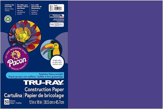 Tru-Ray® Construction Paper, 50% Recycled, 12" x 18", Purple, Pack Of 50