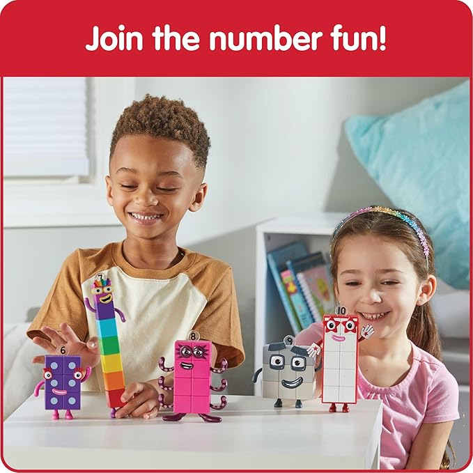 hand2mind Numberblocks Friends Six to Ten Figures – Official Licensed Character Action Figure Set, Numbers and Counting Figurines, Pretend Play Toys, for Kids Ages 3, 4, 5, 6, 7
