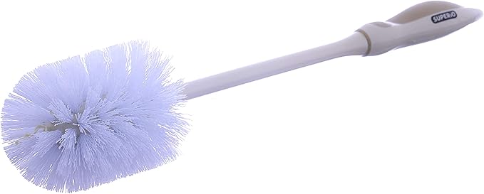 Superio Beige Toilet Brush Heavy Duty Durable Bristles with Long Handel Comfort Grip
