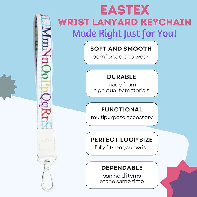 EASTEX Teacher Lanyard Keychain - ABC Alphabet Badge Lanyard for Keys Whistle - ID Card Holder Keychain - Math Periodic Table