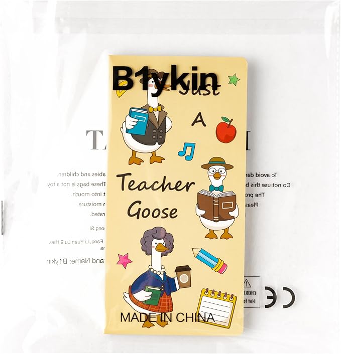 B1ykin Cute Sticky Notes Set - Just A Teacher Goose Self-Stick Notes Pad, 550 Sheets Writing Memo Pages Sticky Notepad for Appreciation Gifts, School Office Party Supplies (Goose Teacher)