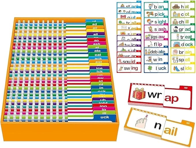 30 Read Word Families, Sight Words, ABC Phonics Flash Cards,Reading Learning Set, Educational Games for Kindergarten