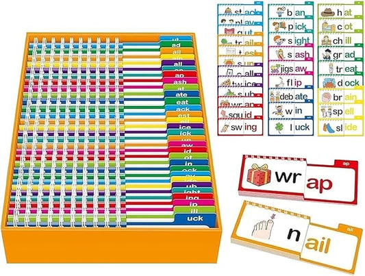 30 Read Word Families, Sight Words, ABC Phonics Flash Cards,Reading Learning Set, Educational Games for Kindergarten