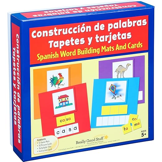Really Good Stuff Construcción de palabras Tapetes y tarjetas (Spanish Word Building Mats and Cards) - 1 Multi-Item kit