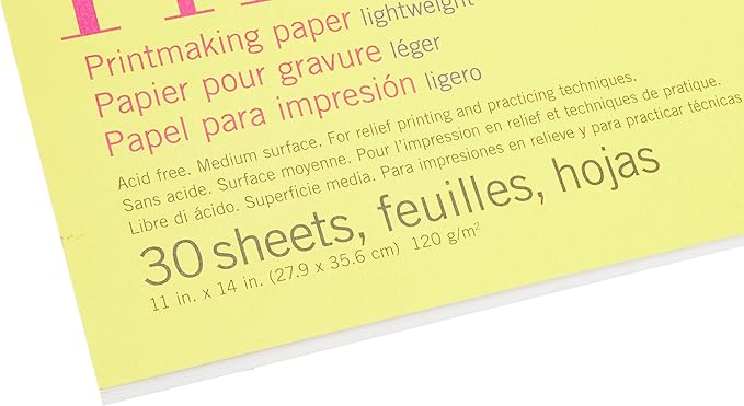 Strathmore 300 Series Printmaking Paper Pad, Glue Bound, 11x14 inches, 30 Sheets (120g) - Artist Paper for Adults and Students - Block Printing, Linocut, Screen Printing, White