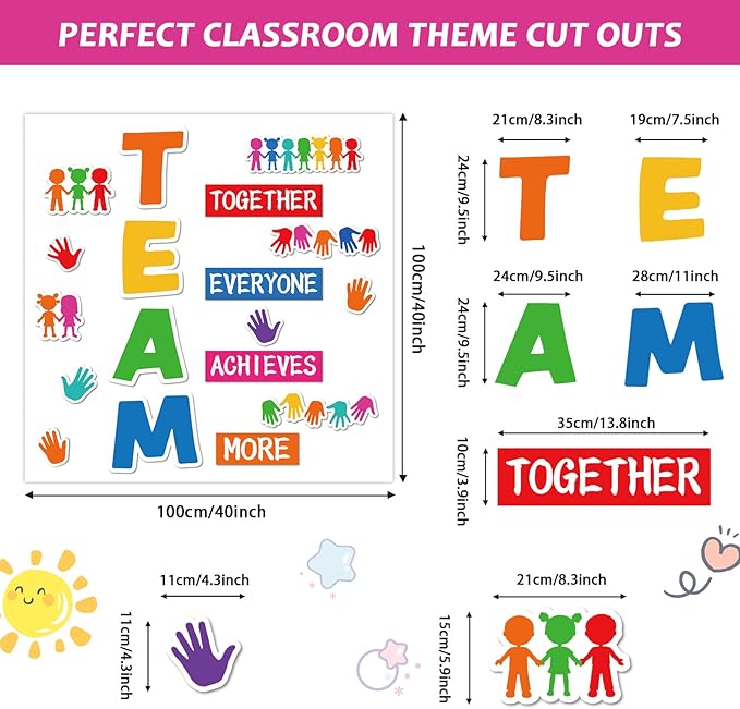 Team Welcome Set - Classroom Decoration Cutouts for Party & School Door Welcome Bulletin Board Craft Home Wall