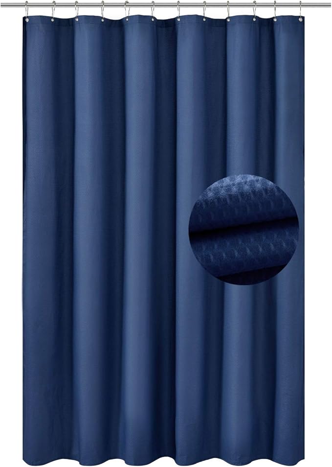 Barossa Design Soft Microfiber Fabric Shower Liner or Curtain, Hotel Quality, Machine Washable, Water Repellent, Navy Blue, 70 x 72 inches