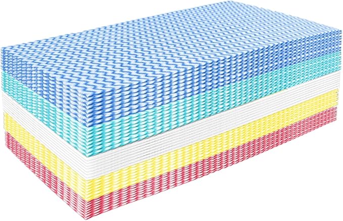 50 Pack Disposable Dish Cloths Heavy Duty Reusable Cleaning Cloths Dish Rags for Kitchen 23.6x11.8inches - 5Colors