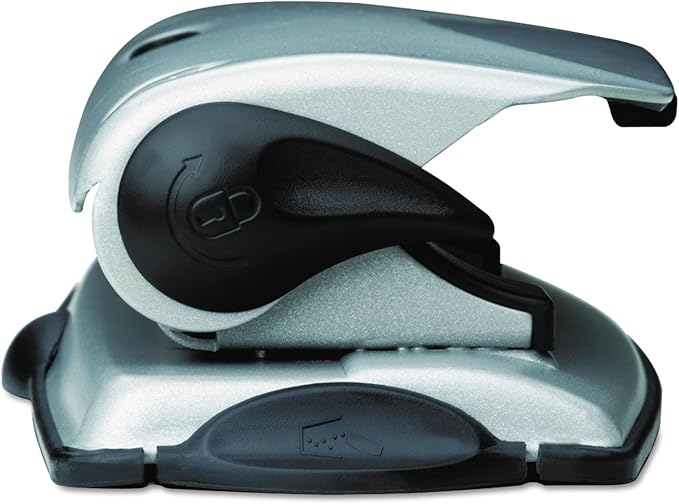 Swingline 3 Hole Punch, Desktop Hole Puncher, EasyView, 12 Sheet Punch Capacity, Silver/Black (74063)