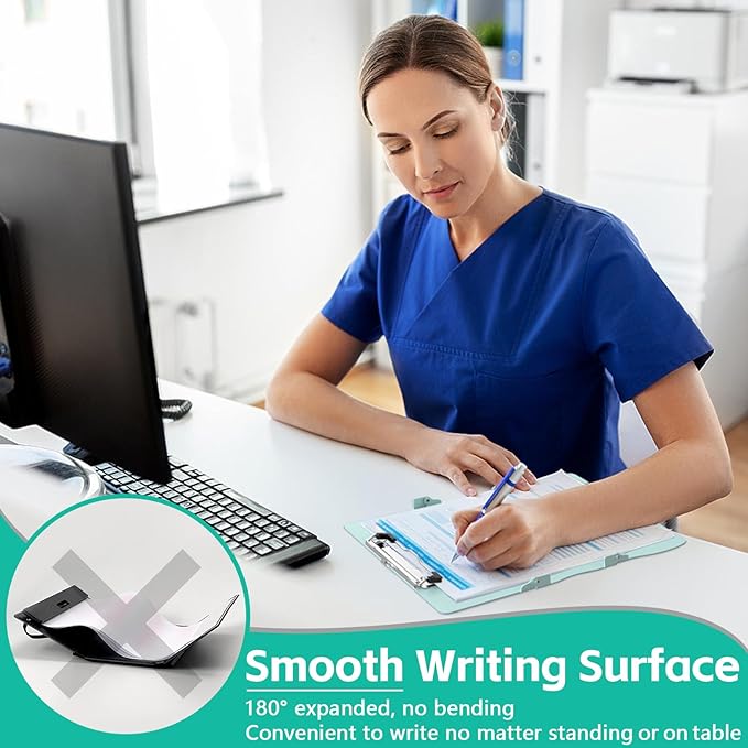 Nursing Clipboard Foldable Nurse Clipboards: Folding Medical Clipboard with Nursing Edition Cheat Sheets Pocket Size Foldable Clipboards for Nurses Clinical Clip Board for Students Doctors Green