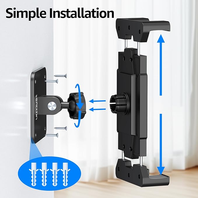 Urmust Universal Tablet Wall Mount Holder, 360° Adjustable, for 4.7-15.6" Devices, iPad, Galaxy Tab,Sturdy Aluminum Wall Phone Holder, ipad Wall Mount for Home, Office & Public Spaces