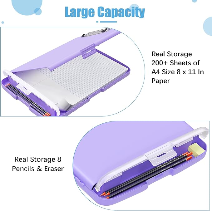 Hongri Clipboard with Storage with Pen Holder, Folder Nursing Clip Board 8.5 x 11 Foilo-Side Opening, High Capacity, Light Weight for Teachers, Classroom. Size 14 x 9.6 x 1.2 in(Purple)
