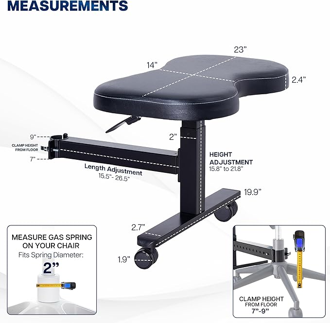 VIVO Height Adjustable Retrofit Footrest for Office Chair, Cushion Attachment Fits 2 inch Cylinders, Cross-Legged Sitting Option, Holds 242 lbs, Black, Chair-REST1