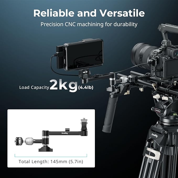 SMALLRIG Magic Arm with 360° Ball Head & Damping Arm, Monitor Mounts Designed for Shoulder or Tripod Shooting, Built-in Cable Organizer, 2.0kg (4.4lb) Load, 145mm (5.7") Length 5141