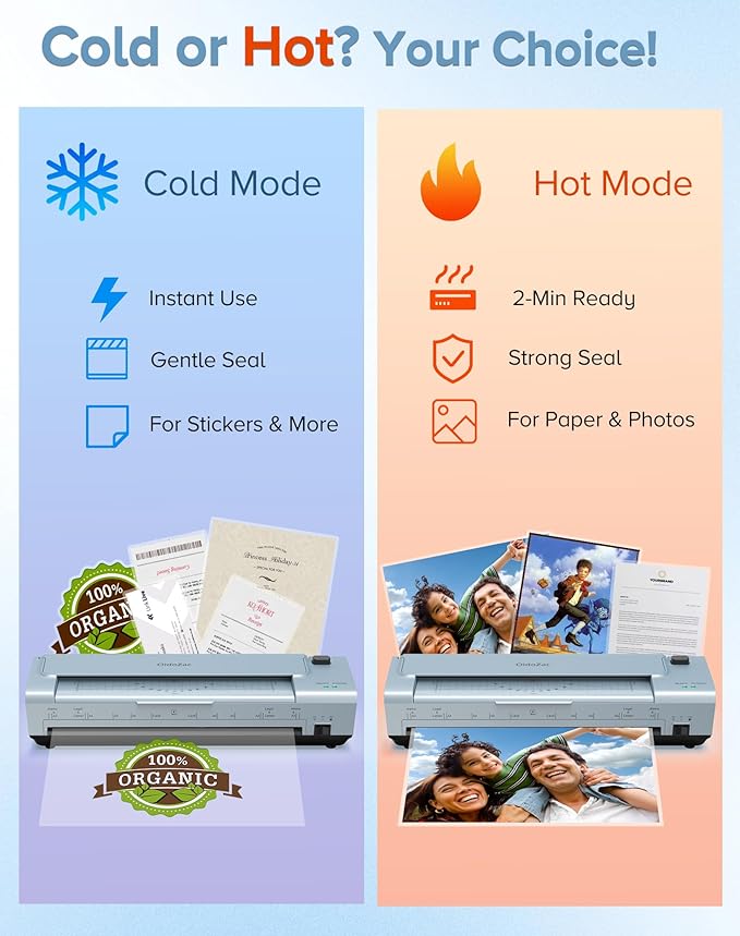 13 Inch Laminator Machine with 20 Laminating Sheets, 11x17 Hot & Cold laminator for Teachers 10 in 1 with Auto Paper Feed, Never Jam Technology Personal Laminator for Home Office School