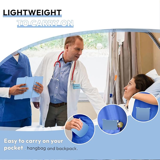 Nursing Clipboard Foldable Without Edition Cheat Charts, 3 Layers Aluminum, Nurse Board w/Low Profile Clip&Pen Clip Pocket, Light Blue