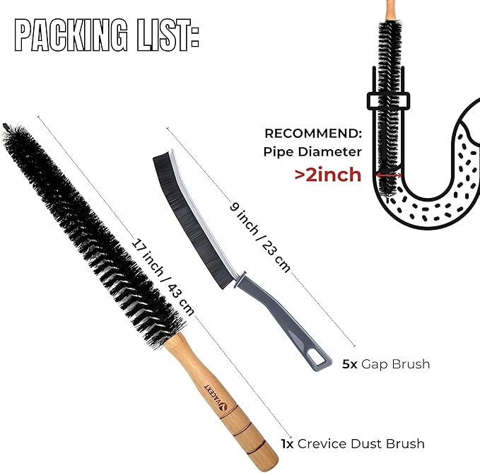 5PCS Crevice Gap Cleaning Brush & Dryer Lint Brush Vent Trap Cleaner - Refrigerator Condenser Coil Brush & Hard Bristle Cleaning Tool Kit for Household Use