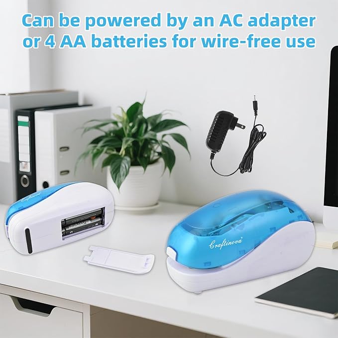 Electric Stapler,Including 2000 Staples and 1 Staple Remover, Suitable for Palm Size and high Comfort，25 Sheet Capacity, AC Adapter or Battery Powered，Battery not Included
