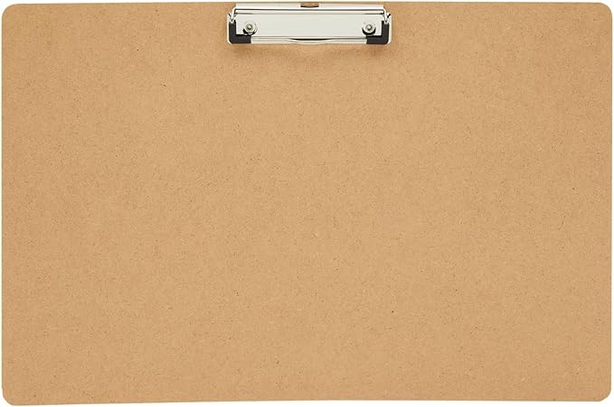 Juvale Clipboard - 11.5 x 17.4 in, Brown MDF, 4-Pack - Wood Clipboard Set with Low-Profile Metal Clip & Retractable Hook - Oversized & Portable for Drafting Board & Sketch Board Use