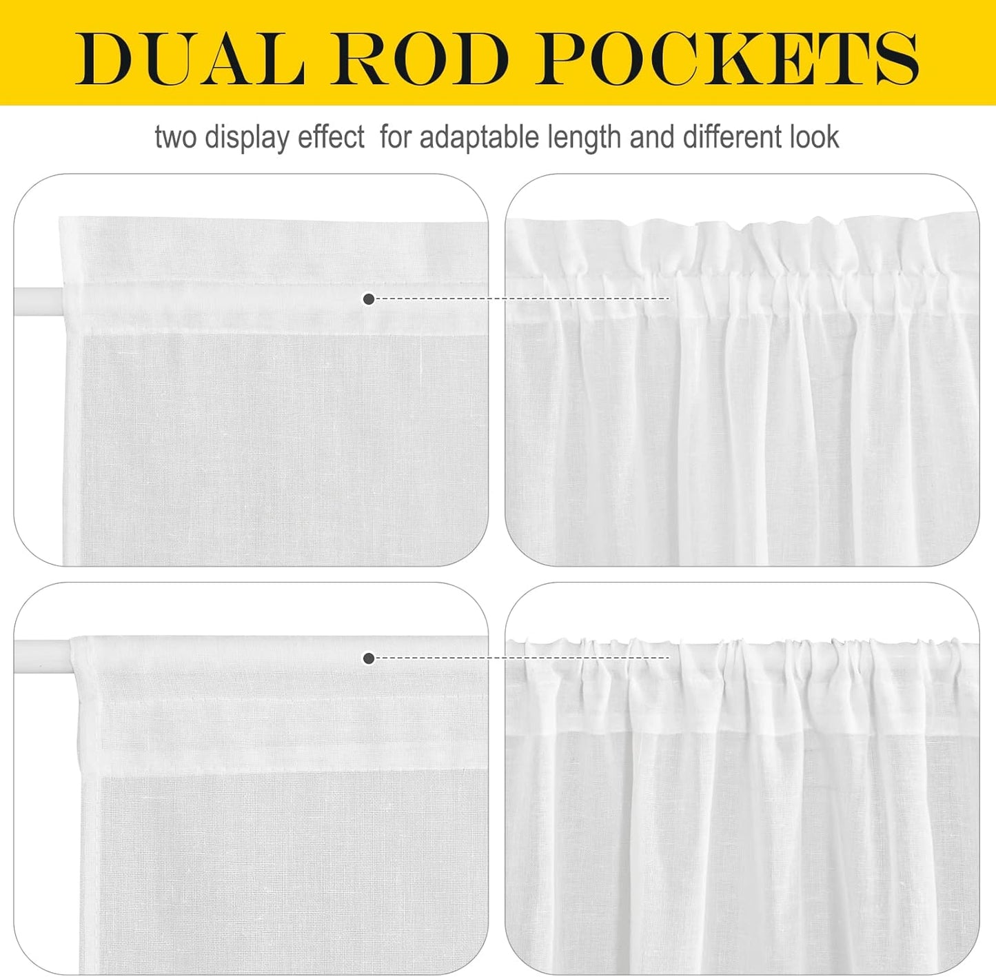 NICETOWN Sheer Door Curtain, Side Curtains for Small Window, Front French Door Window Covring, Rod Pocket Sidelight Curtains with Tieback, 1 Panel, White, 26W X 40L