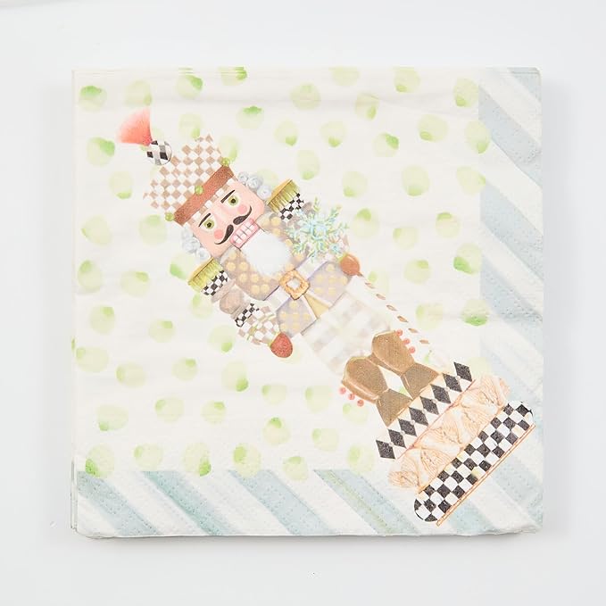 MACKENZIE-CHILDS Pack of 20 Dinner Paper Napkins, Stylish Paper Napkins for Parties and More, Nutcracker
